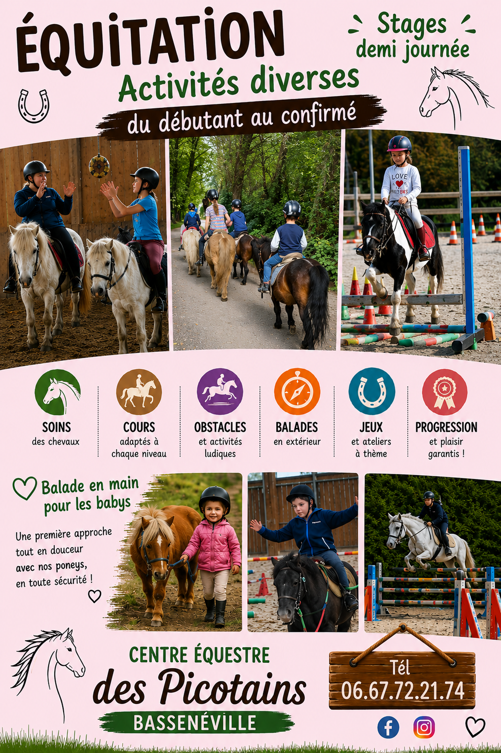Centre équestre, poney club, stage d'équitation du débutant au confirmé </p>
<p>